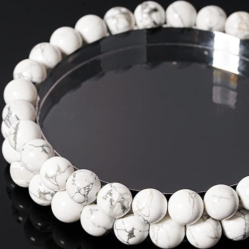 Anjpuy Cuentas de piedra natural de 0.236 pulgadas (0.236 in), cuentas redondas sueltas para fabricación de joyas con cordón elástico de cristal