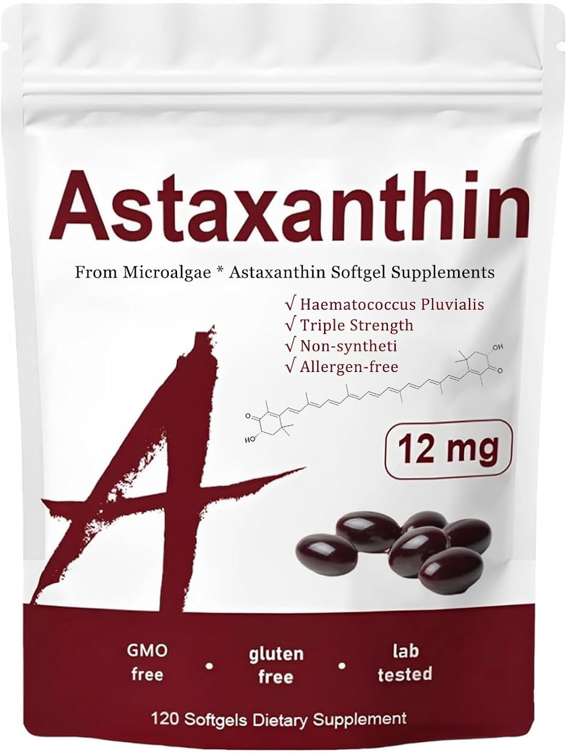 SUUDUUL Belano Astaxanthin 12mg, Triple Strength Skin Vitamins for Women with Antioxidant Activity,Supports Immune, Skin, Eye & Joint Health,Promote Internal Circulation,Chocolate Flavor,120 Servings