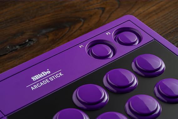 8BitDo アーケードスティック（Switch 2、Switch、Windows PC対応、パープル）｜Bluetooth、2.4Gアダプター、有線USB-C接続、ダイナミックボタンレイアウト、マクロボタン、ターボ機能、強化ガラス製フェイスプレート