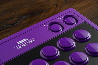 8BitDo Arcade Stick for Switch 2, Switch and Windows PC, Purple | Bluetooth, 2.4G Adapter and Wired USB-C, Dynamic Button Layout, Macro Buttons, Turbo Functionality, Tempered Glass Faceplate