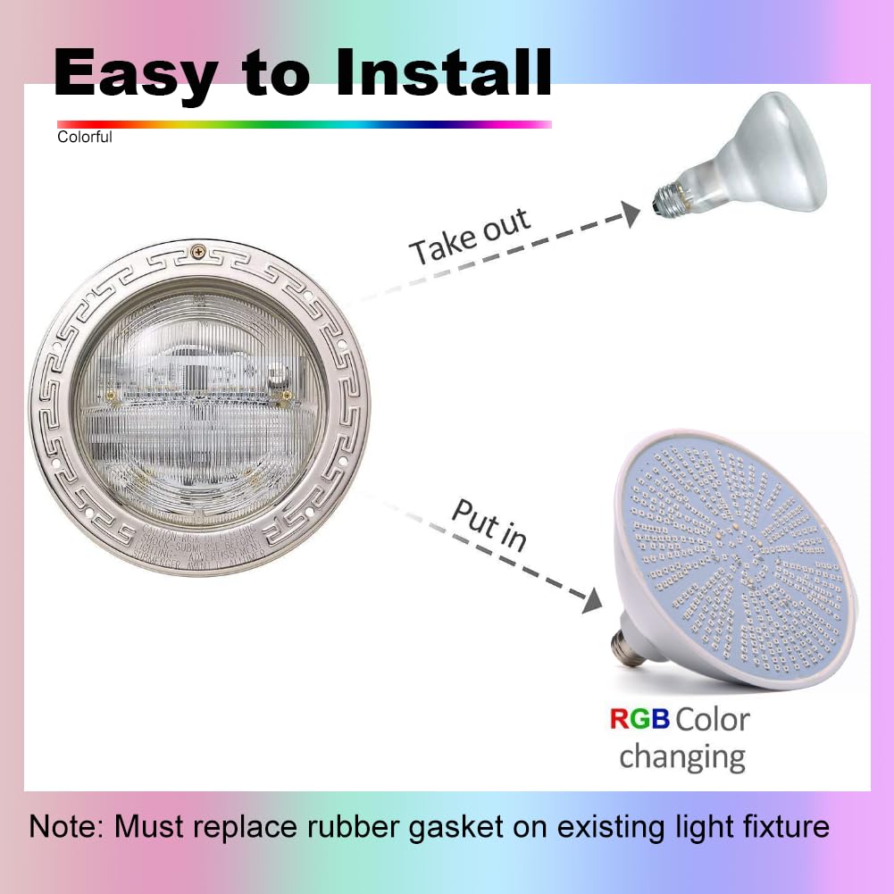 Led Pool Replacement Bulbs Snapklik.com : Pool Light Blub, 12V 40W RGB Color Changing LED Pool ...