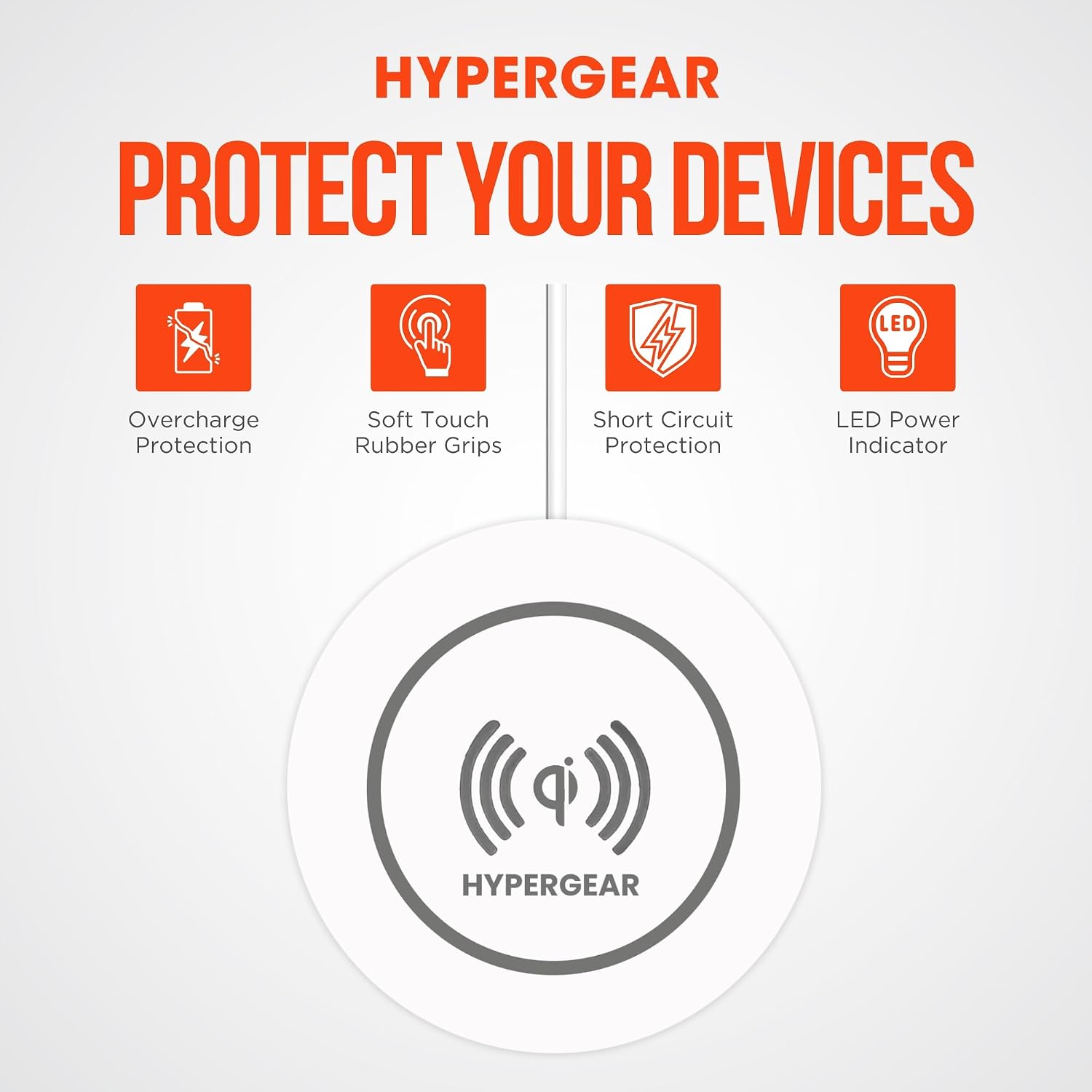 HyperGear Wireless Charging Pad - (White) 5W Qi Wireless Charger for iPhone and Android, Flat Cell Phone Charger Pad Fast Charging with LED Power Indicator and 3ft. Micro USB Cable