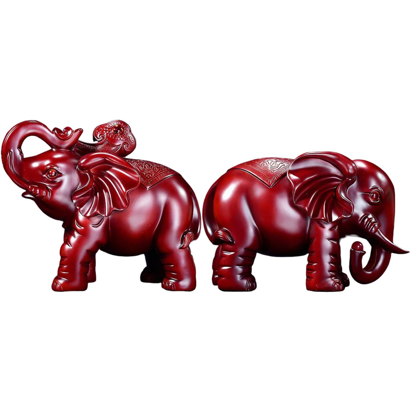Statuetta Elefante In Legno Figura Artistica Artigianale per Decorazione | Statuetta Elefante Portafortuna in Legno per Scrivania, Tavolo, Mensola, Libreria, Camera da , Soggiorno, Comò