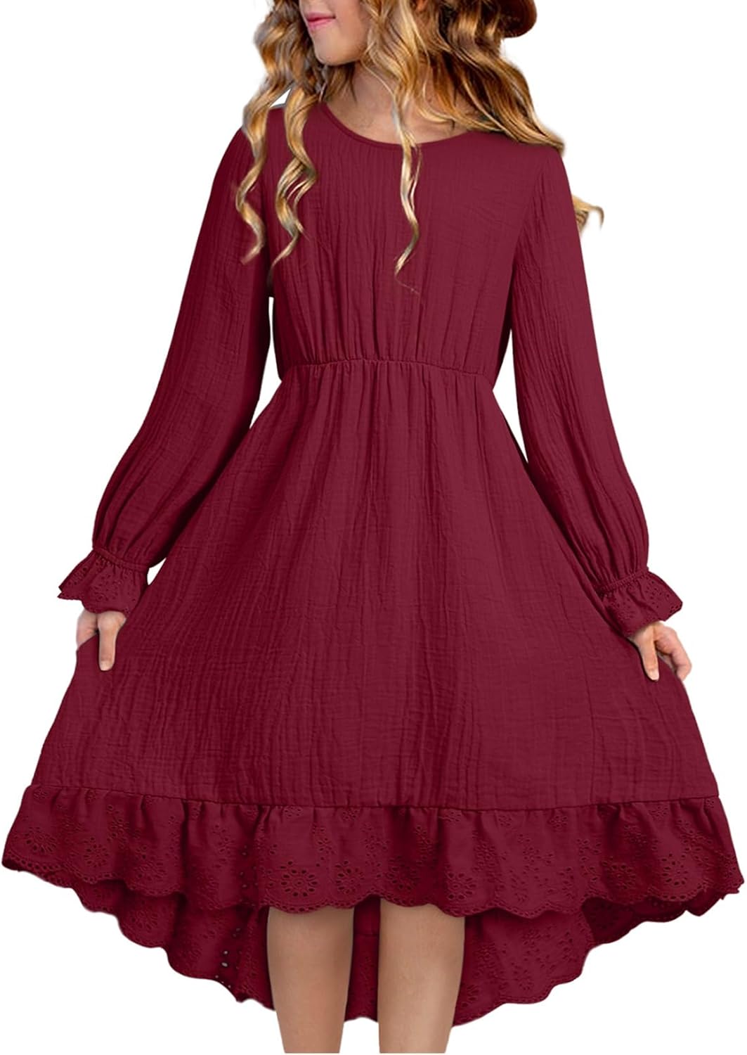 blibean Tween Girls Cotton Dresses High Low Hem Size 6-15 Years