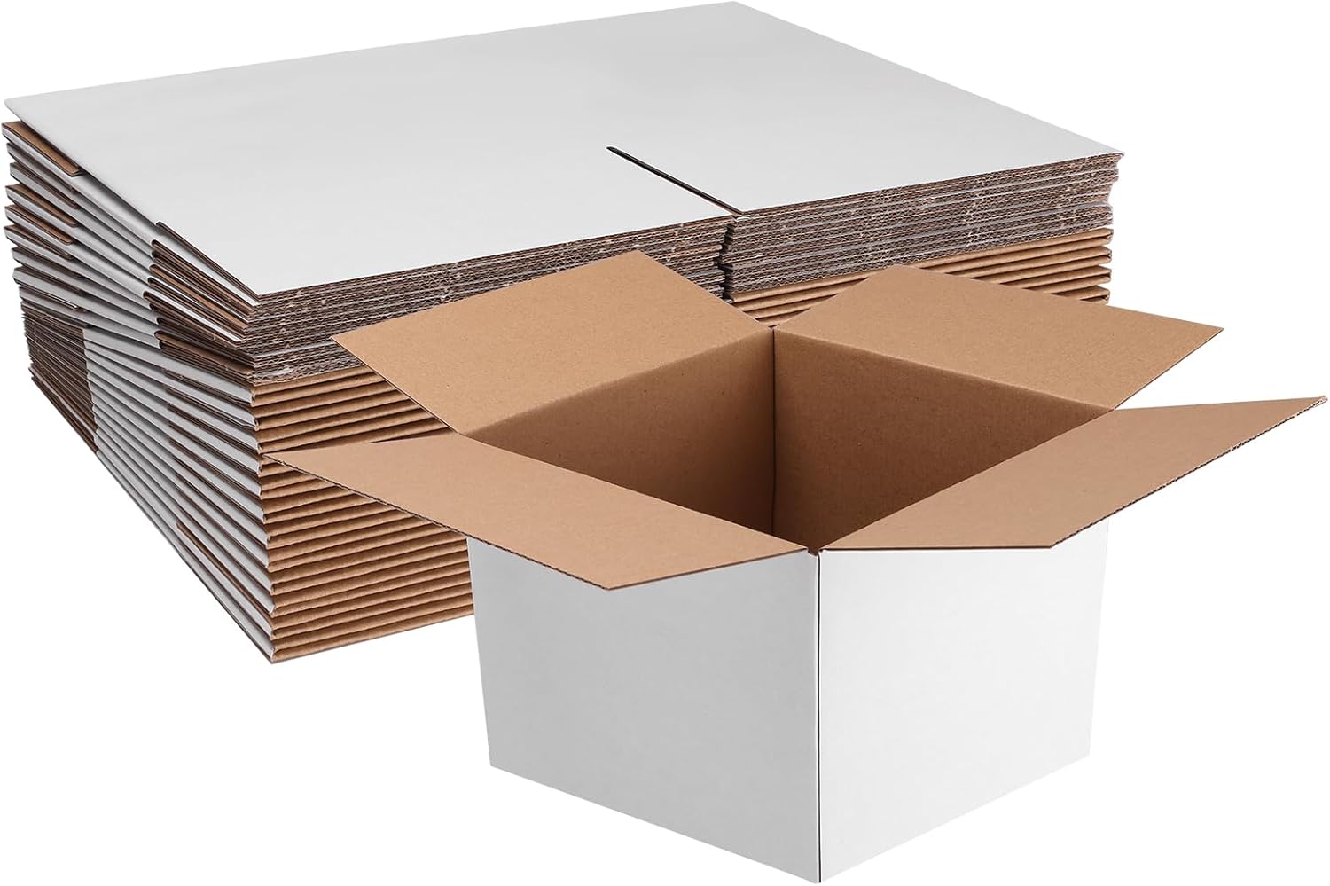 25 Pack Shipping Boxes 8X8X6, White Corrugated Cardboard Mailing Box for Mailing Business Packaging Storage Crafts Gifts