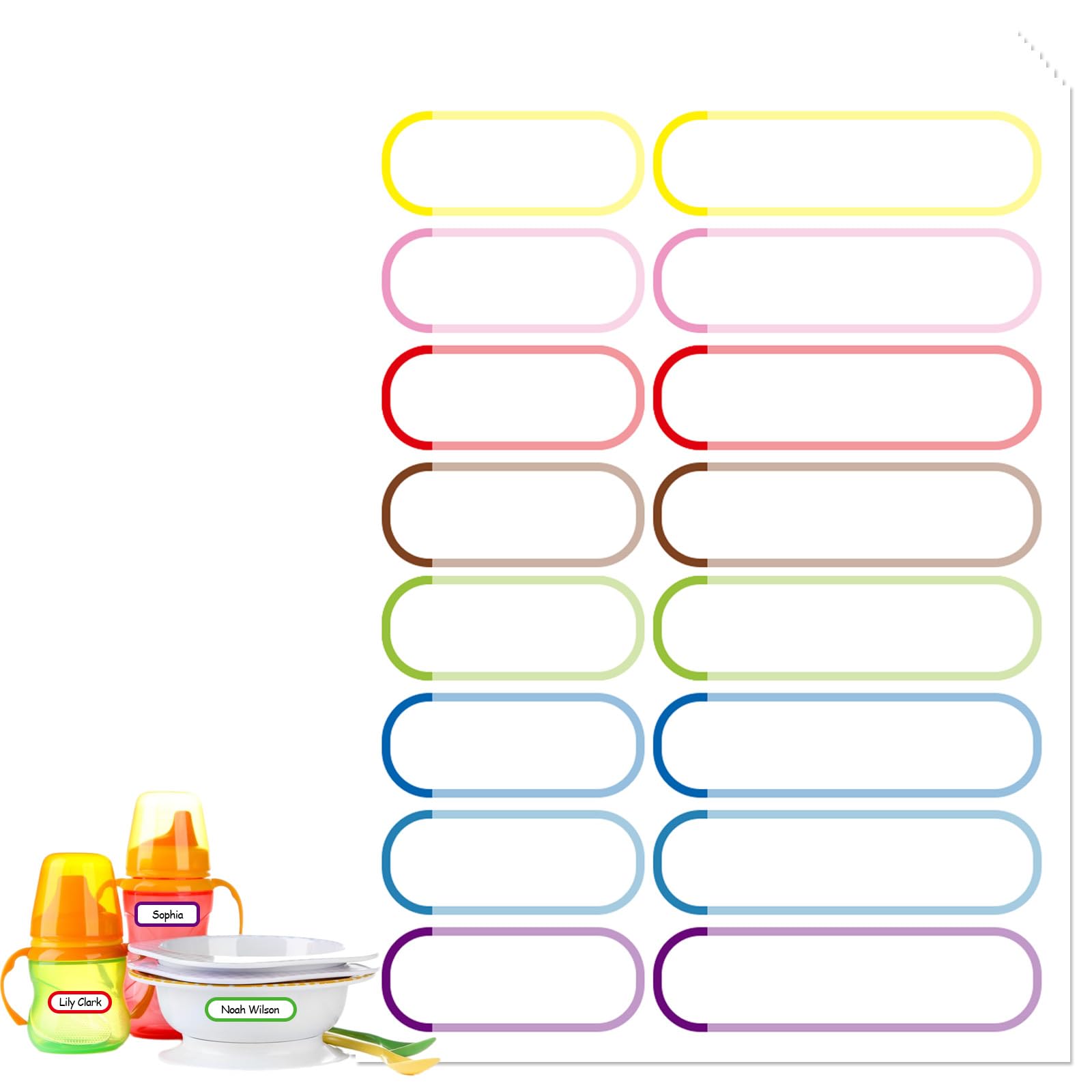 128 Pcs Waterproof Daycare Labels – Reusable Baby Bottle Name Labels, Kids School Name Stickers for Lunch Boxes, Water Bottles & Supplies