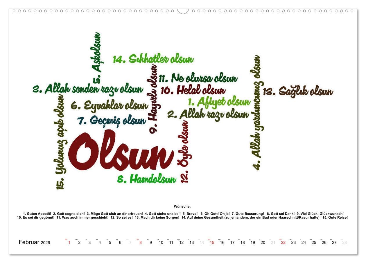 Smalltalk Sprachkalender Türkisch-Deutsch (hochwertiger Premium Wandkalender 2026 DIN A2 quer), Kunstdruck in Hochglanz: Über 200 Redewendungen für den Alltag (CALVENDO Wissen)