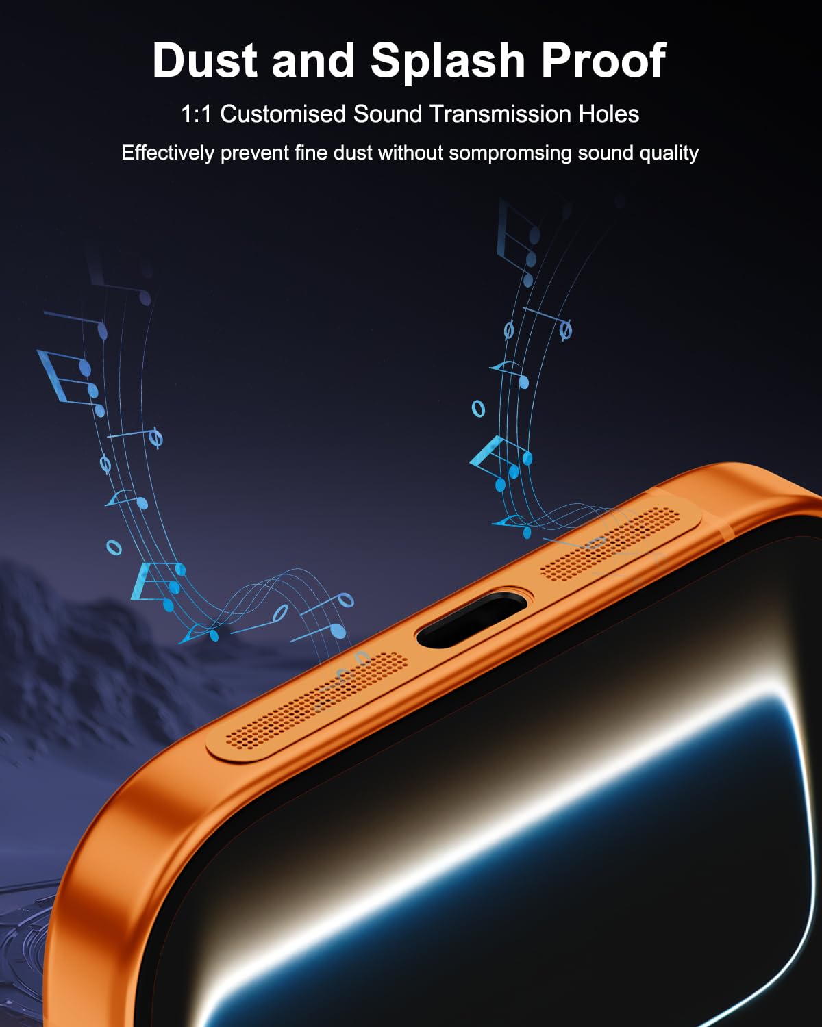Siatka pyłoszczelna naklejka na iPhone 17 Pro, kolor pomarańczowy Cosmic Orange | 5 sztuk wysokiej jakości ochrona przed kurzem do kanału ładowania i głośnika, łatwa instalacja
