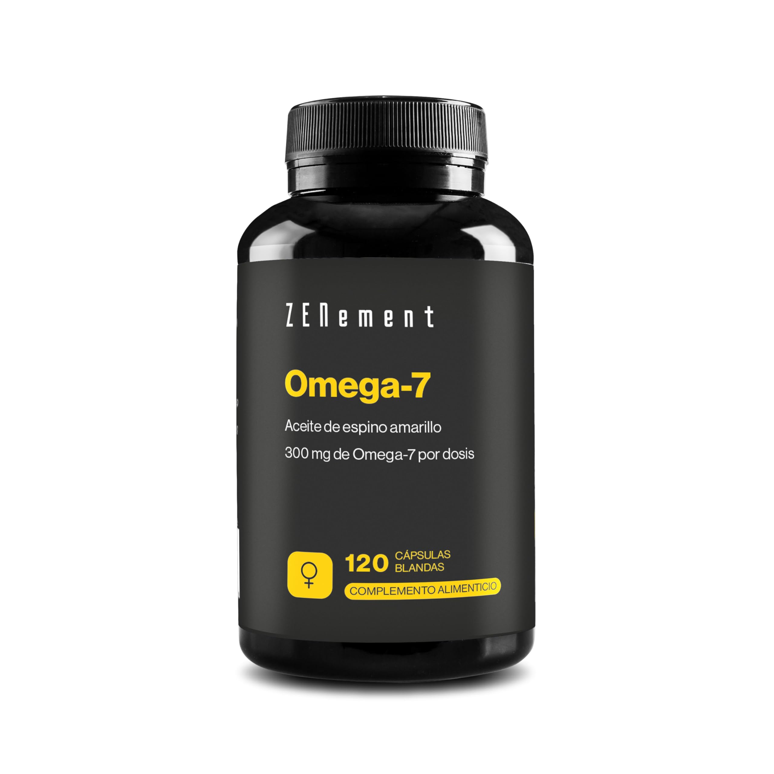 Omega-7 - Vegano - 1200 mg de Aceite de Espino Amarillo de los cuales 300 mg de Omega-7 (Ácido Palmitoleico) por Dosis Diaria - Cápsula blanda - 2 Meses de Uso – Zenement