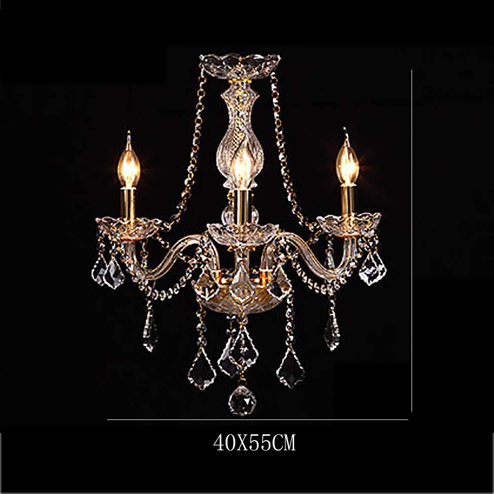 E14 Kerze Kristall Kronleuchter,Europäisch-stil Kristall Kronleuchter,Europäische Und Amerikanische Lampen,Wohnzimmerlampen,Hotel Schlafzimmer-Golden. 3 kopf