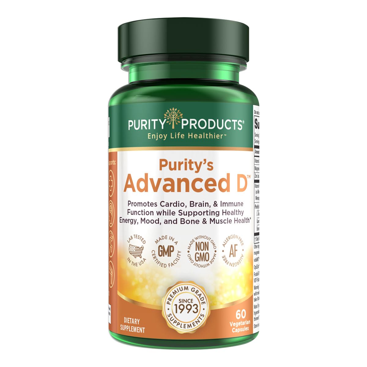 Purity ProductsDr. Cannell's Advanced D from Vitamin D3 Super Formula - Packed with Vitamin D, Vitamin K2, Zinc, Magnesium Citrate, Boron and Taurine - 60 Vegetarian Capsules