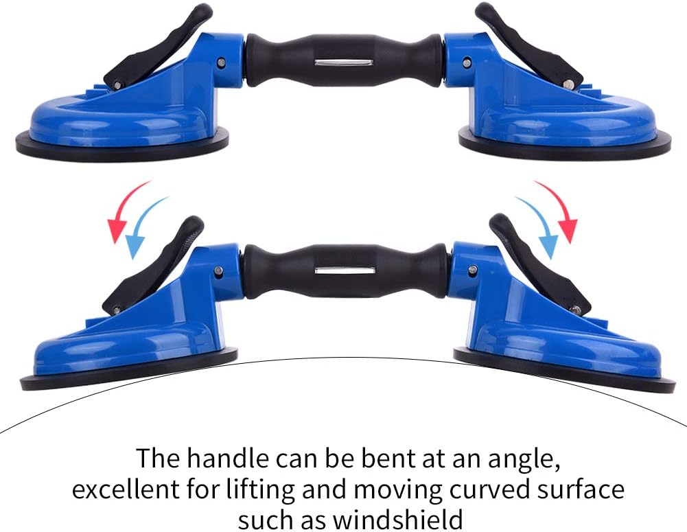 IMT Glass Suction Cup Dual Cups 2 Pack, Heavy Duty Vacuum Plate with Adjustable Handle Glass Holder to Lift Large Glass/Auto Glass Windshield Installation/Tiles Mirrors Moving, 260lb Suction Power