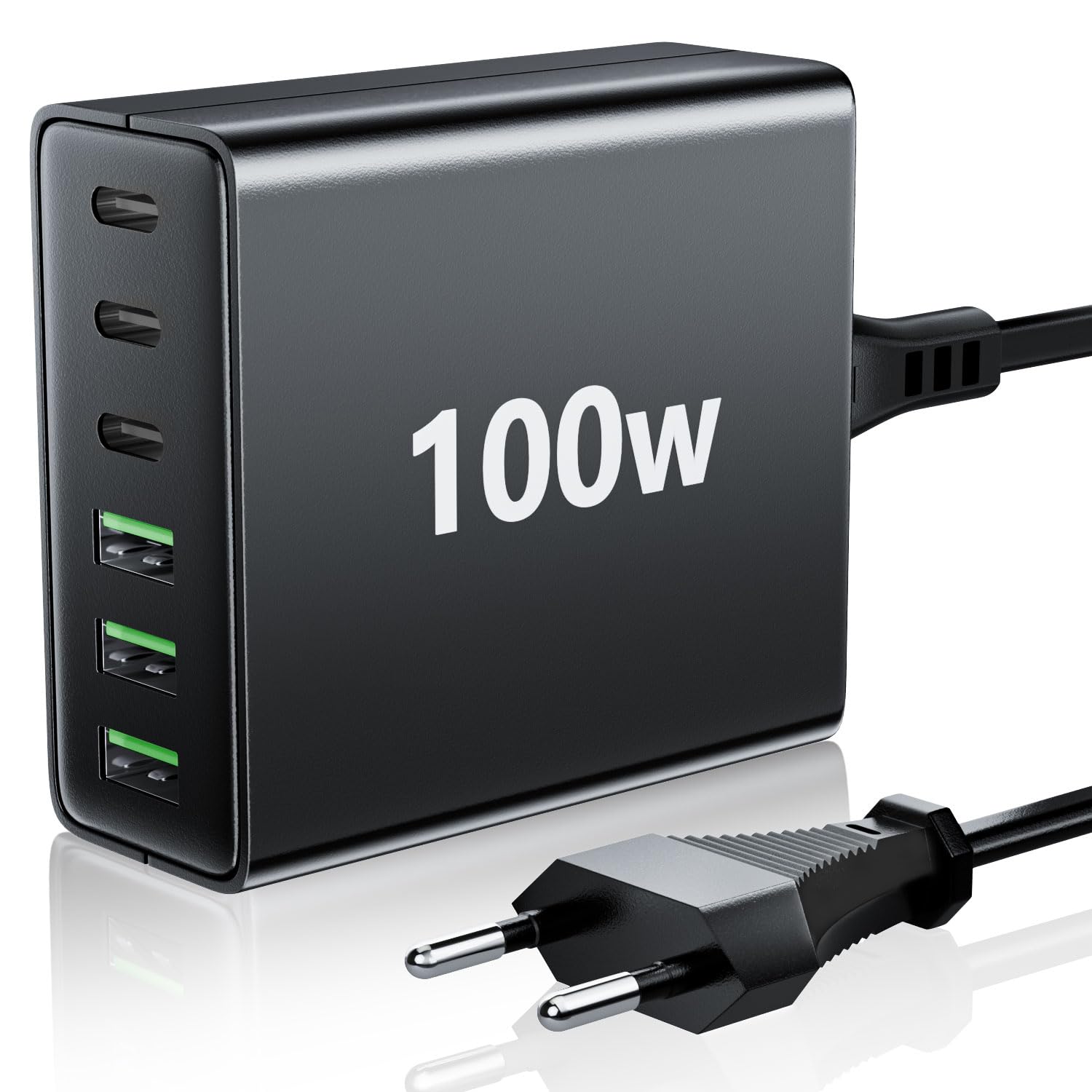 FINIBO USB C Ladegerät Mehrfach: 100W 6-Port Schnellladegerät mit USB-C und A, Tragbarer Wall Charger für ipad and Smartphones