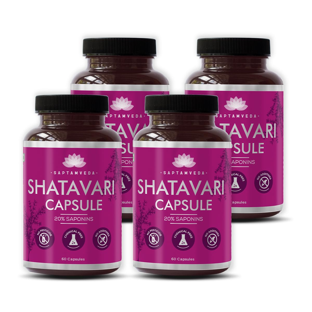 SAPTAMVEDA Natural Shatavari Capsules 60 Capsules (Pack of 4) | Women Wellness Capsules | Hormonal Balance | Good for PCOD/PCOS | Restore Stamina and Energy (B0B524W2BZ) Amazon Price History, Amazon Price Tracker