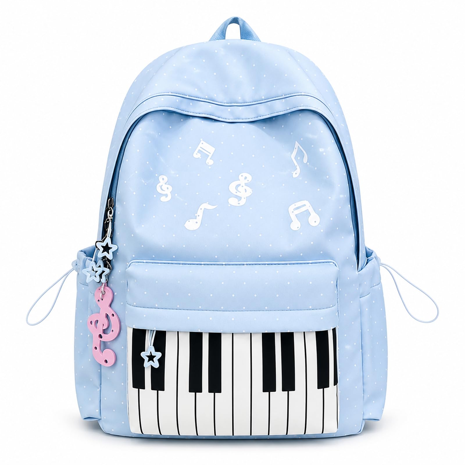 Mochila de Lunares, Bolsa Escolar Roja en Nylon con Teclas de Piano para Adolescentes (Blue-A)