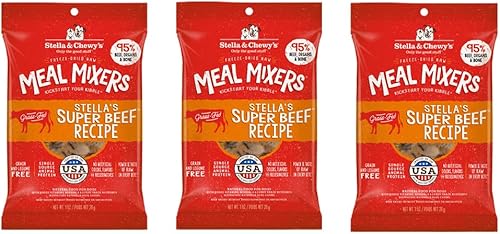 Stella & Chewy's - Bocadillos liofilizados Meal Mixers de carne de res cruda para perros de razas pequeñas y grandes, receta rica en proteínas sin