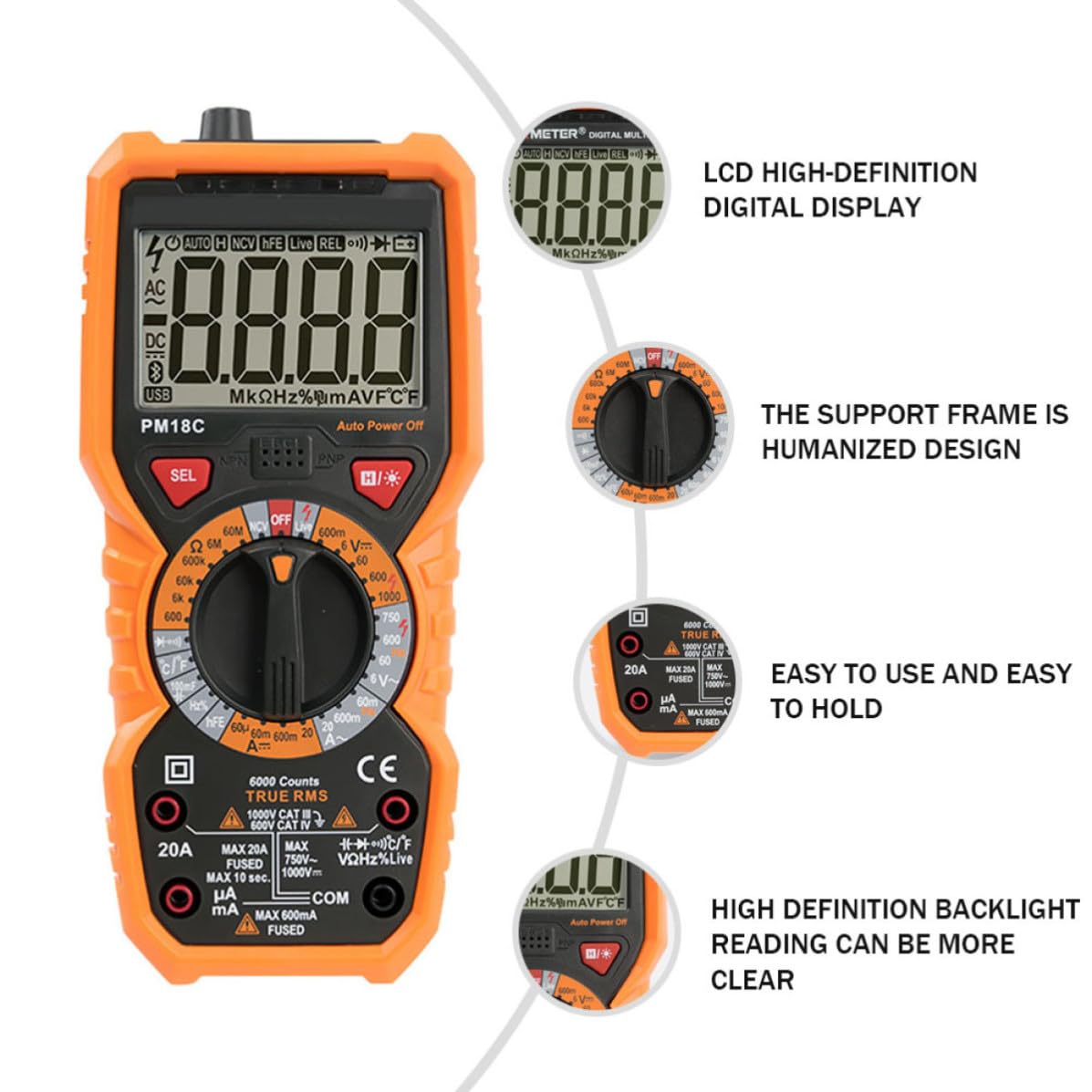Digitales Multimeter Pm18c mit LCD Anzeige und Doppelsicherung