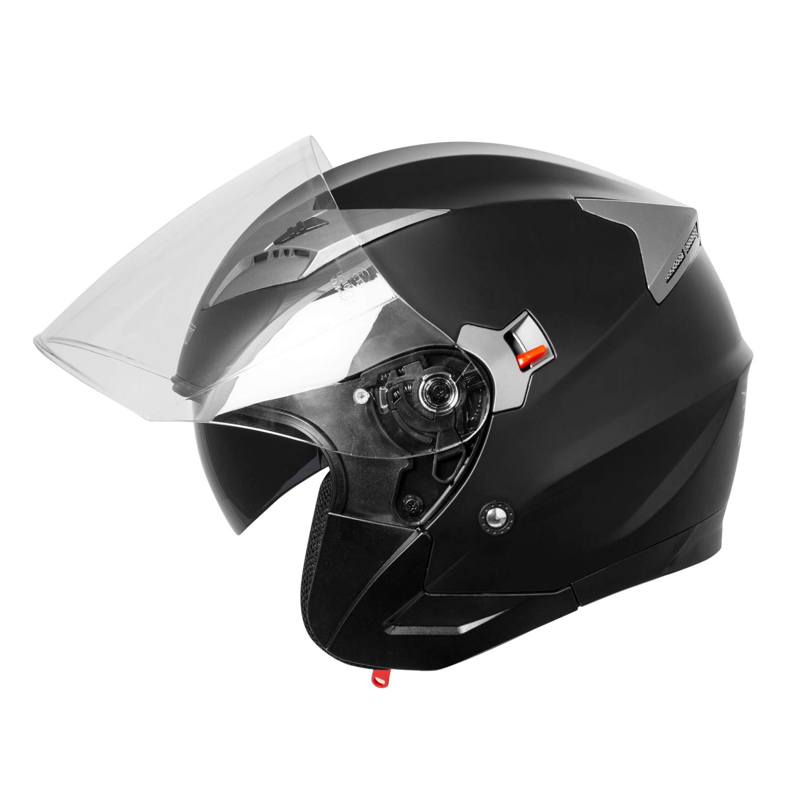 A-PRO SRL Casco Jet Moto Scooter Omologato ECE 22 Visiera Parasole Antigraffio Nero Opaco XL