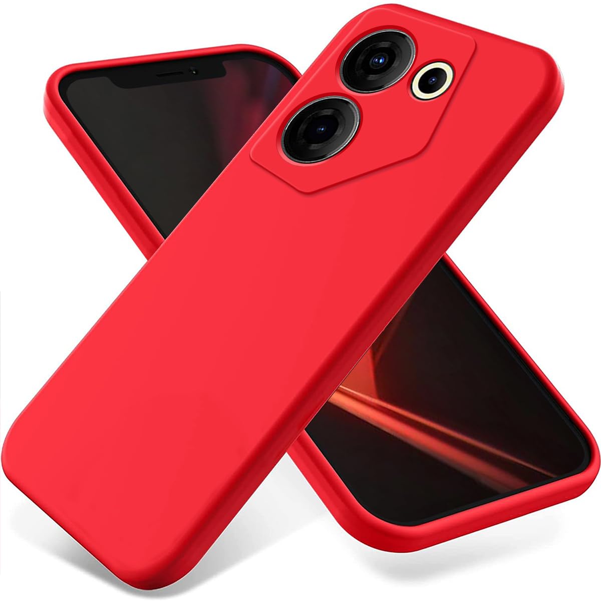 EasyShow Compatible with Tecon Camon 20 Case, Liquid Silicone Gel TPU Case, Gel Rubber with Microfiber Case Cover, with Suitable for Tecon Camon 20 Shockproof cover (Red)