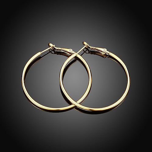 Miniatura 6 de Aretes de aro de oro, aretes redondos chapados en oro de 18 quilates para mujer