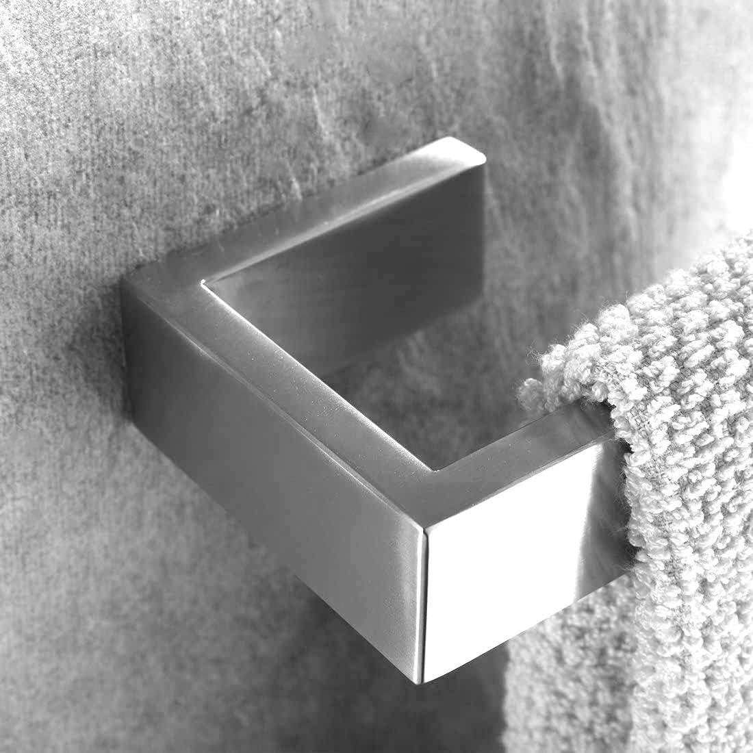 aBrilliantLife 4-Piece Set Towel Bar Toilet Paper Holder Towel Holder Robe Hook Bathroom Hardware Accessory Premium SUS 304 Stainless Steel Wall Mounted (Silver Square)