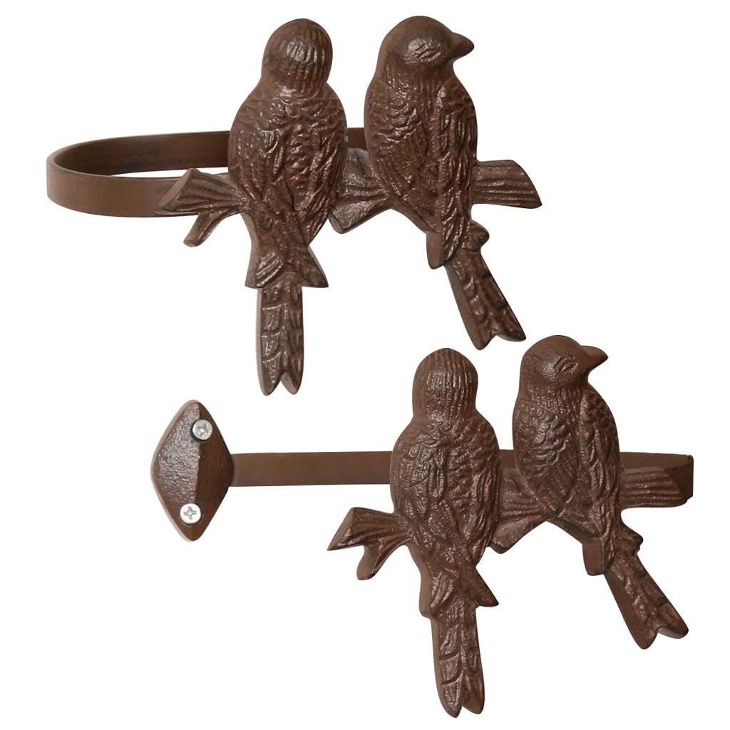 Dibor Antique Brown Set Of 2 Curtain Hold Backs - Brown Vintage Bird Drape Tie Back Hooks