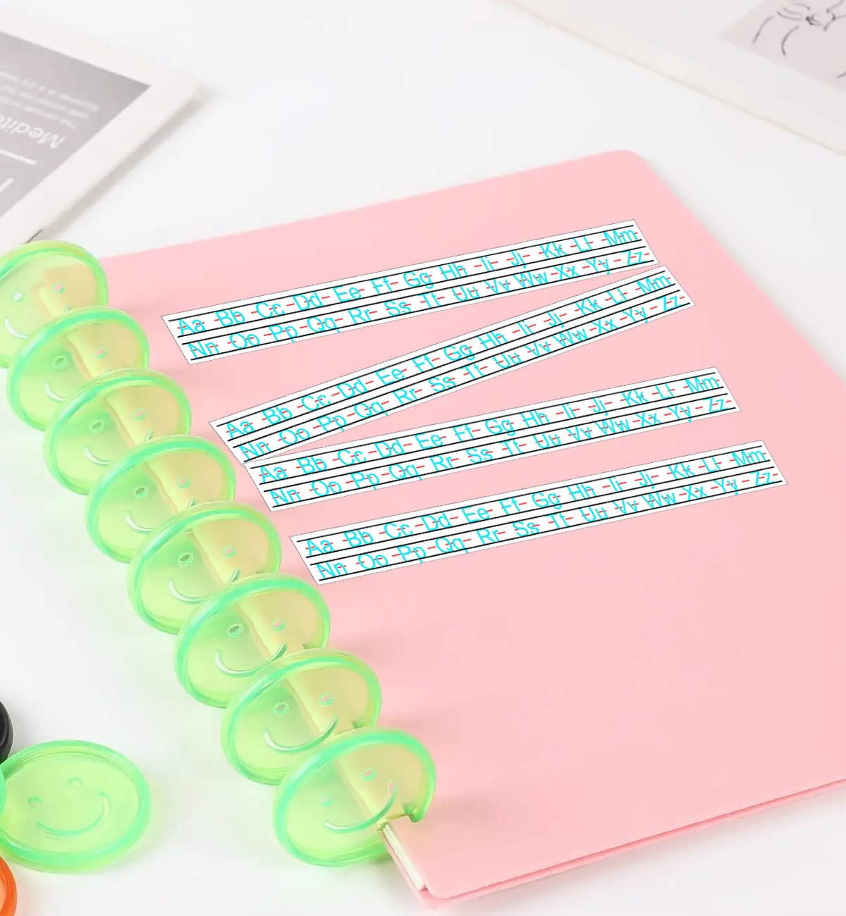 12 Pack Alphabet Letters Desk Strips & Numbers Desk Strips - 1 x 8 Inch Art Removable Stickers Cursive Letters Desk Strips 26 Letter Worksheet Labels for School Classroom Office - Image 6