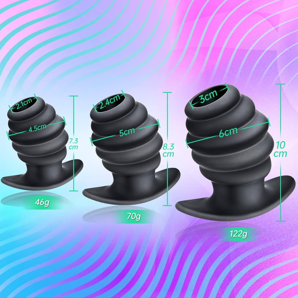 SXOVO Plug Anali Tunnel Anale di Silicone Grande + Medio + Piccolo Set di Plug Anale Plug Analesex Kit per una Stimolazione Sessuale Profonda Giocattoli Sessuali Sex Toy per Uomo Donna