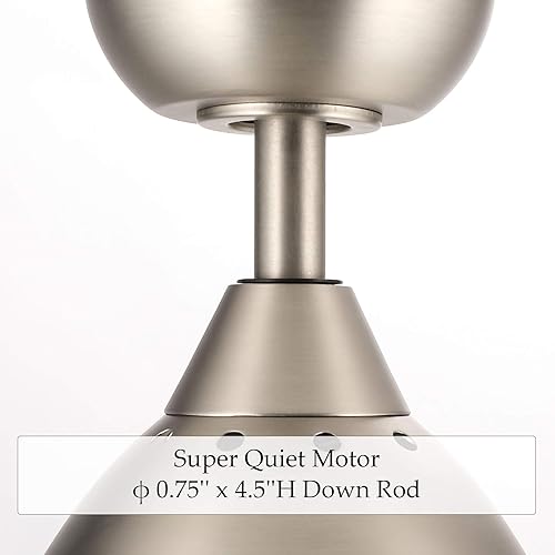 Miniatura 4 de LETRA Ventilador de techo contemporáneo de 52 pulgadas con tres aspas ABS plateadas y kit de luz LED de vidrio blanco 15 W 3000 K con acabado de