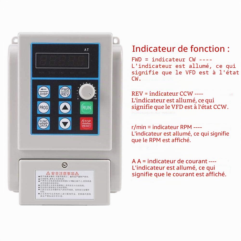 Contrôleur De Vitesse 1.5kW Fréquence Variable VFD 220VAC Contrôleur De Puissance Pour Le Moteur À Courant Alternatif Monophasé
