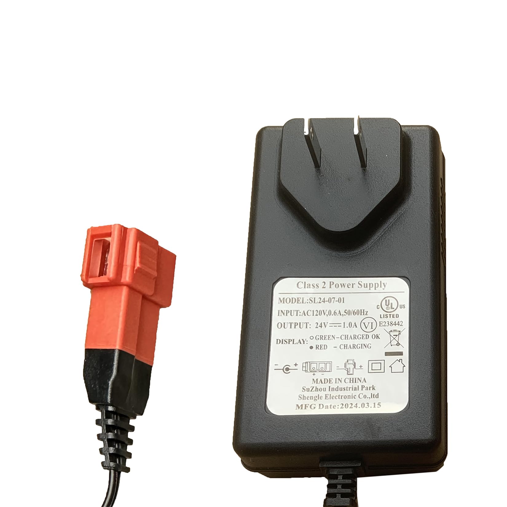 24 Volt 1A UL Listed Charger for Kids Ride On Cars, 24V Kids car Battery Replacement trax car SUV,peg perego, Electric Ride On Toys,Ride On Truck,Square Plug,Direct Charging of The Battery