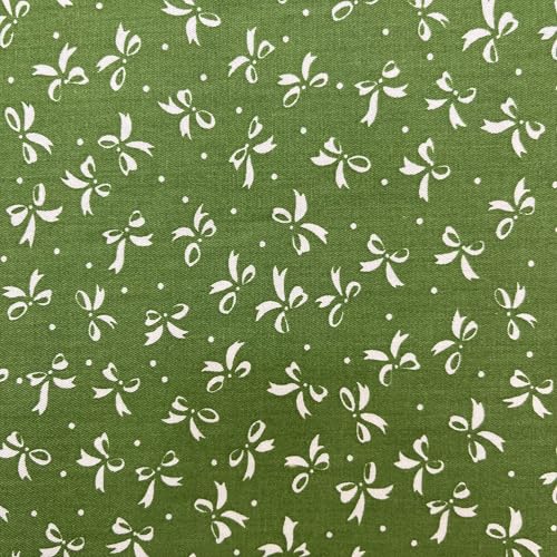 Image of Cotton Fabric DIY Making Supplies Quilting Patchwork Fabric Fat Quarter Bundles DIY for Quilting Cotton Patchwork Cushions (Green Flowers Bow, 20 inch x 20 inch)