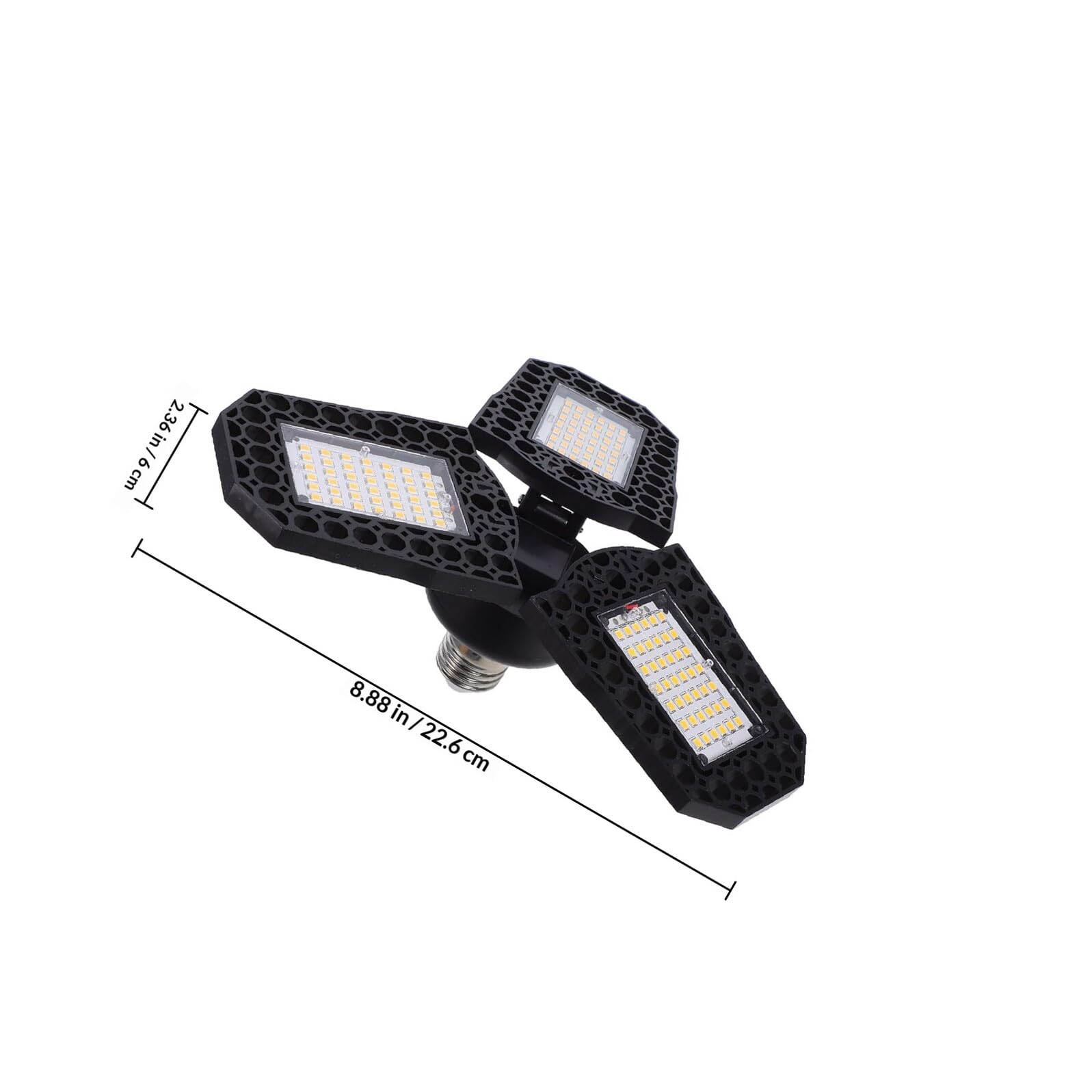 Veemoon LED Folding Workshop Light 60w Warm White Garage Ceiling Lamp Deformable Three-Leaf High Bay Warehouse Lighting Fixture — view 2