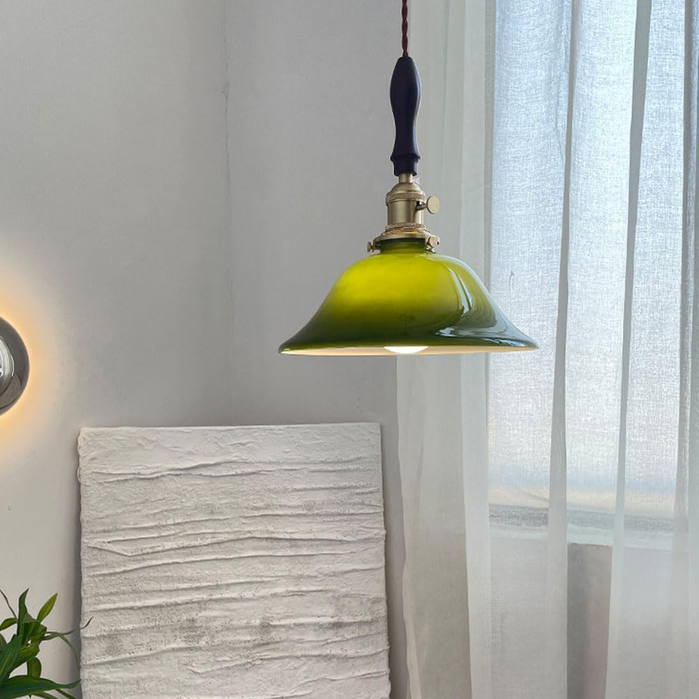 Lustre d'îlot de cuisine en verre français rétro et socle en laiton