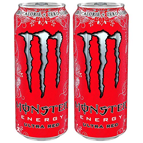 Image of Monster Energy Ultra Red Zero Calorie Energy Drink Pack of 2 Pet Bottle, 2 x 500 ml