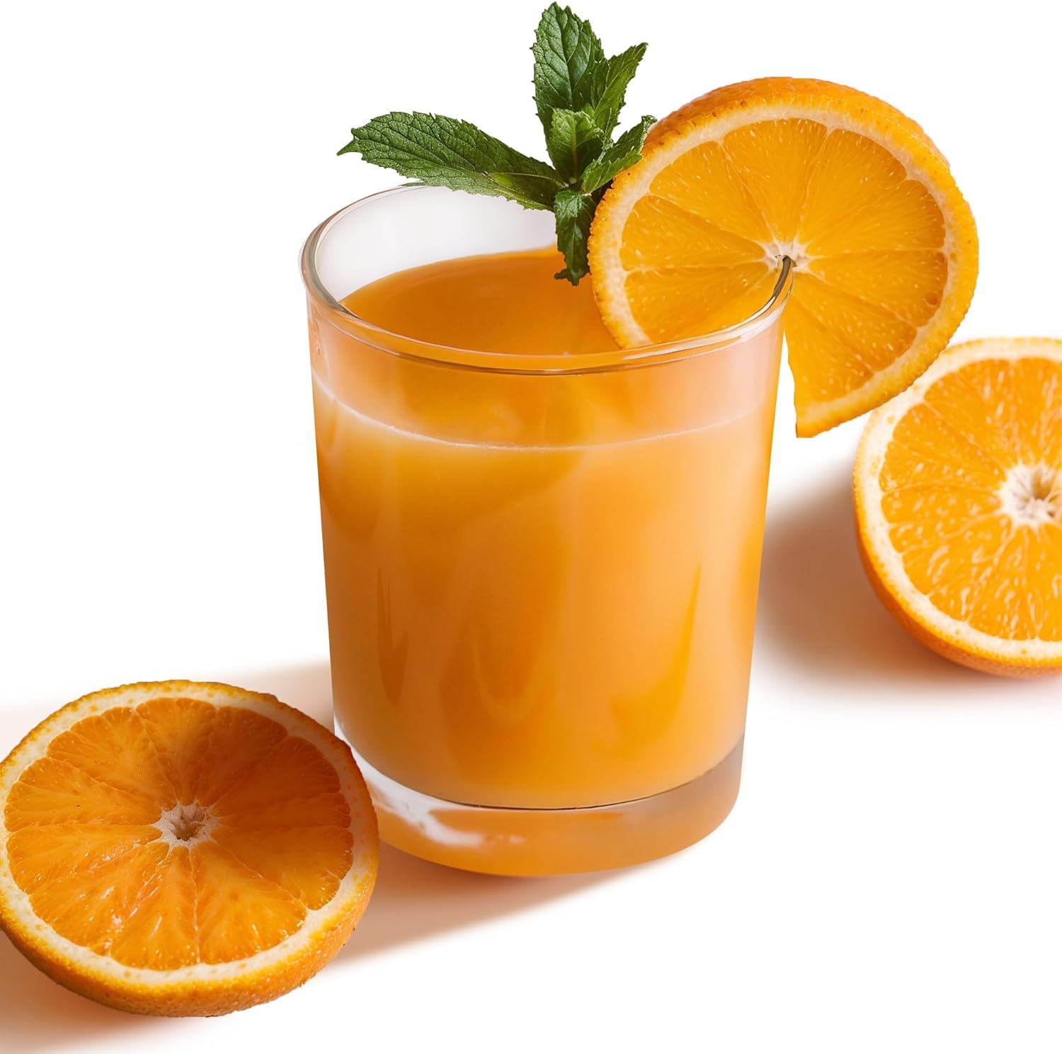 Vikko MINI Orange Fruit Juice Glasses, 5 oz, Set of 6 SMALL Durable Glass Tumblers, Dishwasher Safe