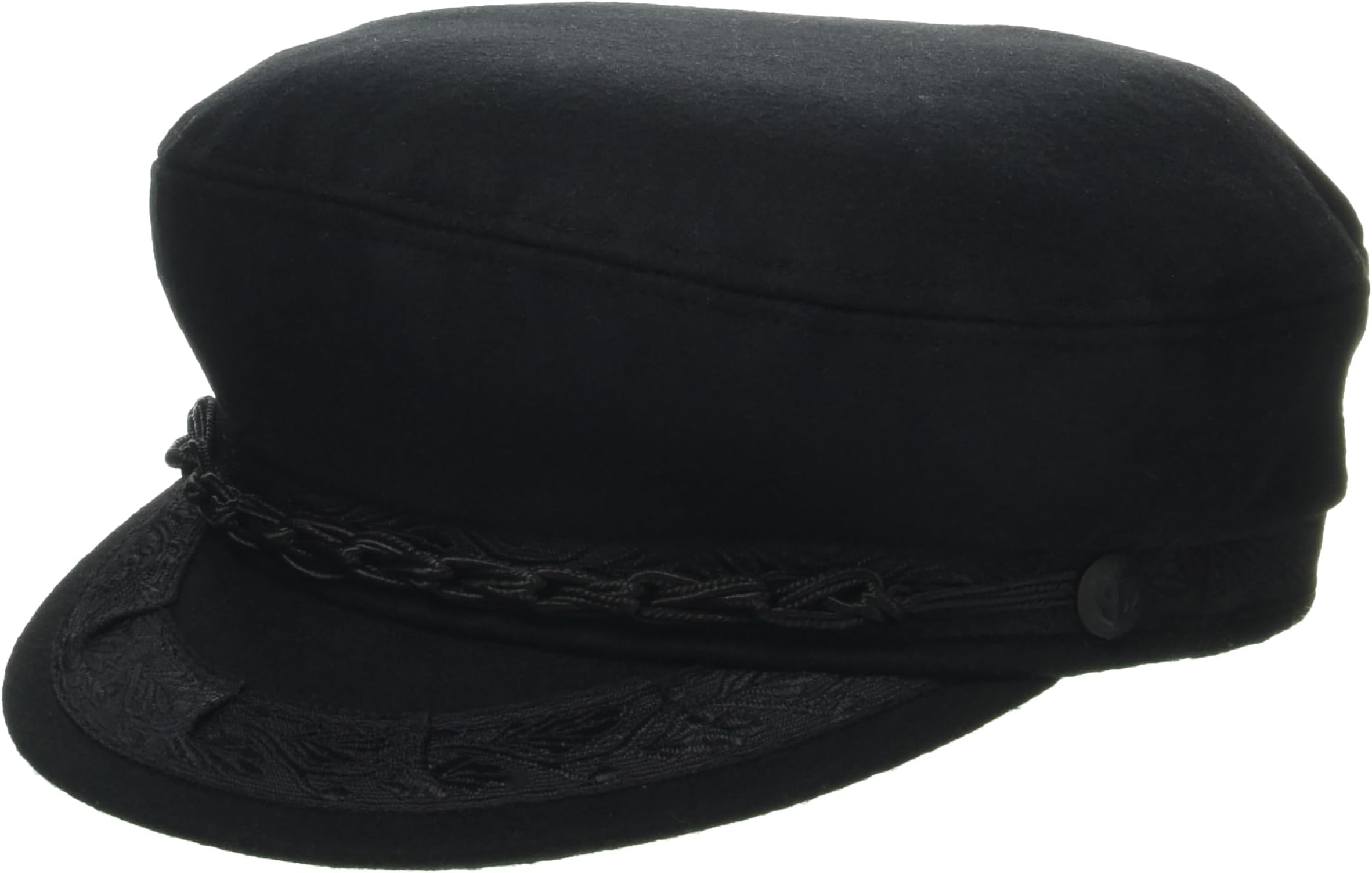 Black Adult Unisex Wool Fisherman's Cap - Newsboy Cap - Solid - Fall, Winter