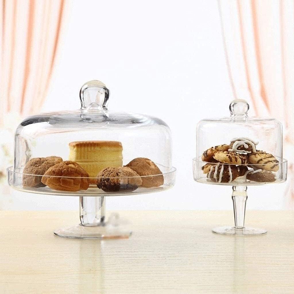 Présentoir à gâteau en verre avec couvercle pour hôtel, restaurant, assiette à pain, mariage, banquet, dessert, plateau de décoration de table (23 x 22 cm)