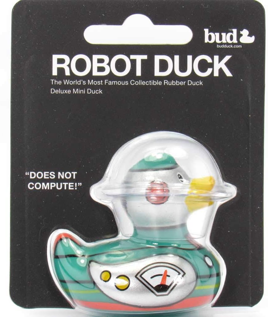 Robot (mini) Rubber Duck by Bud Ducks | Elegant Gift Packaging - "Does not compute!" | Child Safe | Collectable