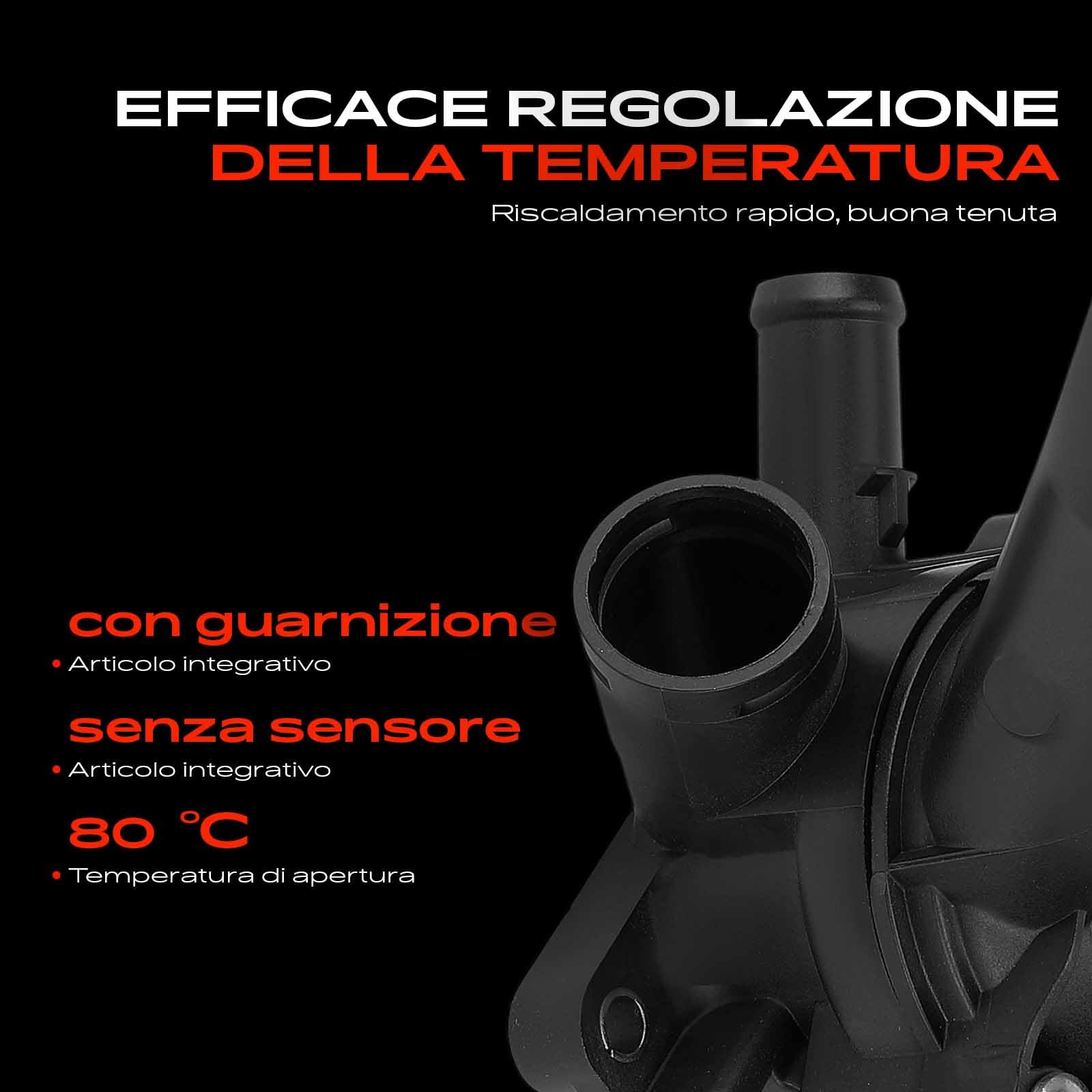 Frankberg Termostato del liquido di raffreddamento 80°C a 2 Poli | 07K121115C, Compatibile con: New Beetle 1C1 9C1, Maggiolino Cabriolet 5C7 5C8, New Beetle Cabriolet 1Y7, J.e.t.t.a III 1K2