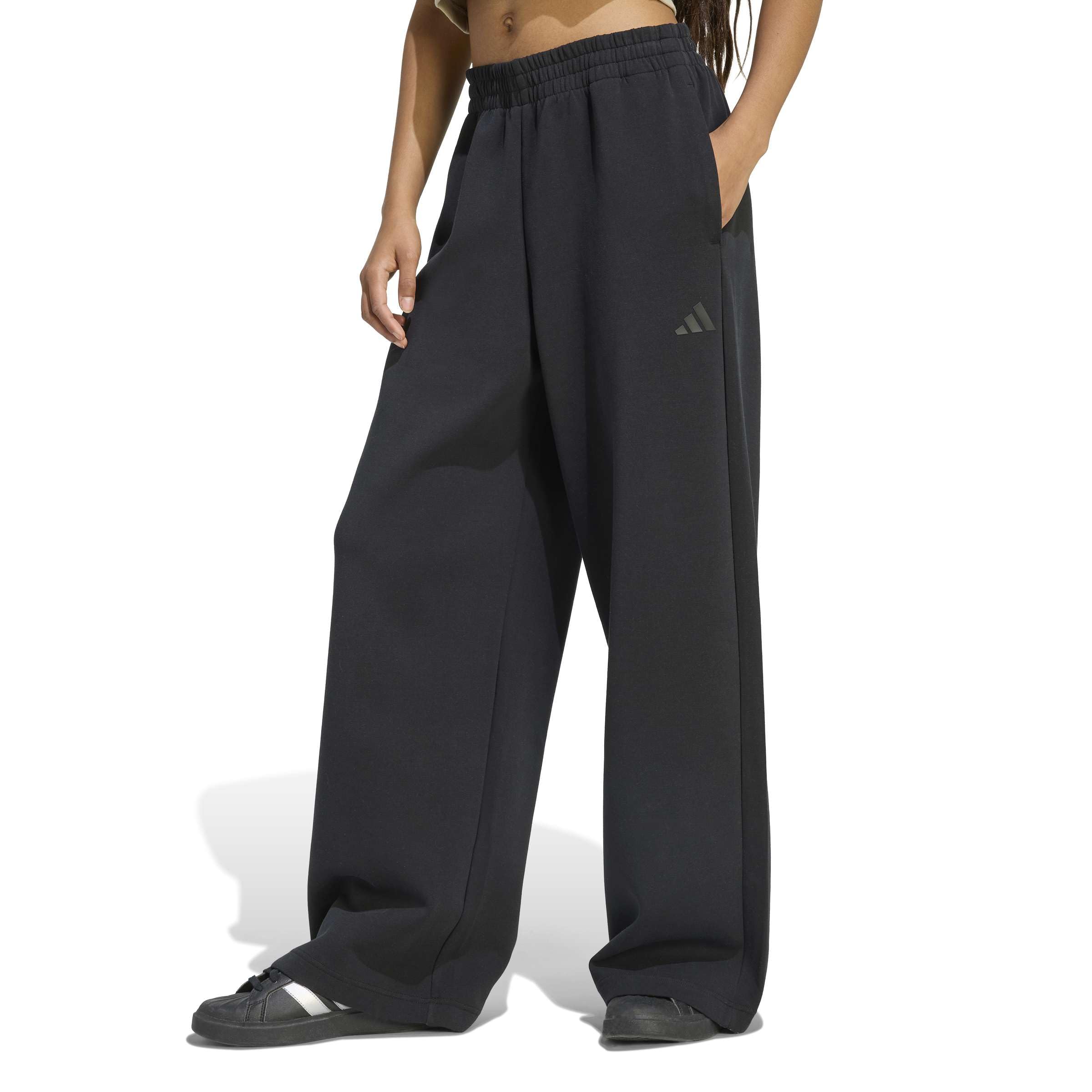 Womens Soft Lux Straight Leg Pants Casual - Black