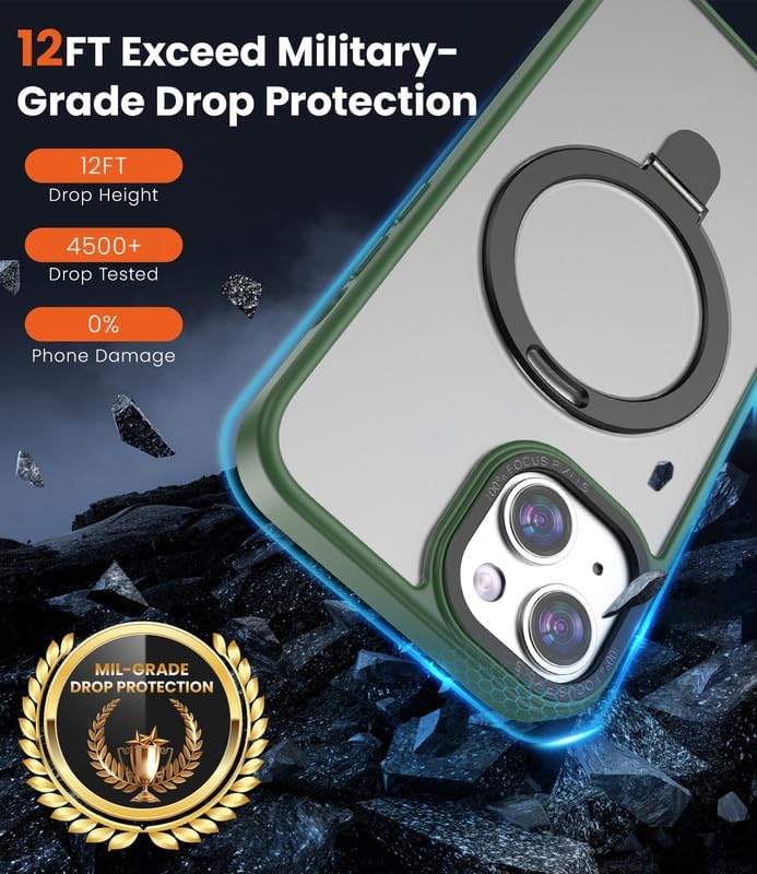 Miniatura 4 de Dieerr Funda diseñada para iPhone 12 con soporte magnético invisible compatible con MagSafe protección contra caídas de grado militar a prueba de