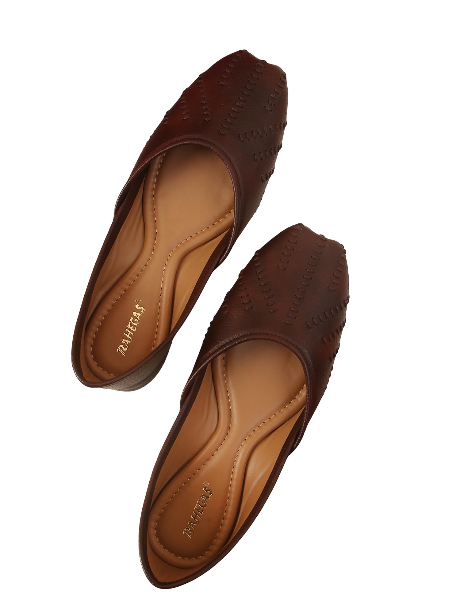 RAHEGAS Handmade Leather Punjabi Jutti for Women | Stylish Ethnic Mojari Shoes with Embroidery | Designer Rajasthani Bellies, Juti for Women Stylish