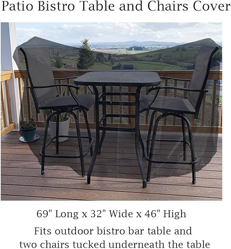 Miniatura 2 de Juego de mesa de comedor de altura de barra para exteriores, juego de 3 piezas de altura de barra alta, impermeable, resistente, para mesa y sillas,