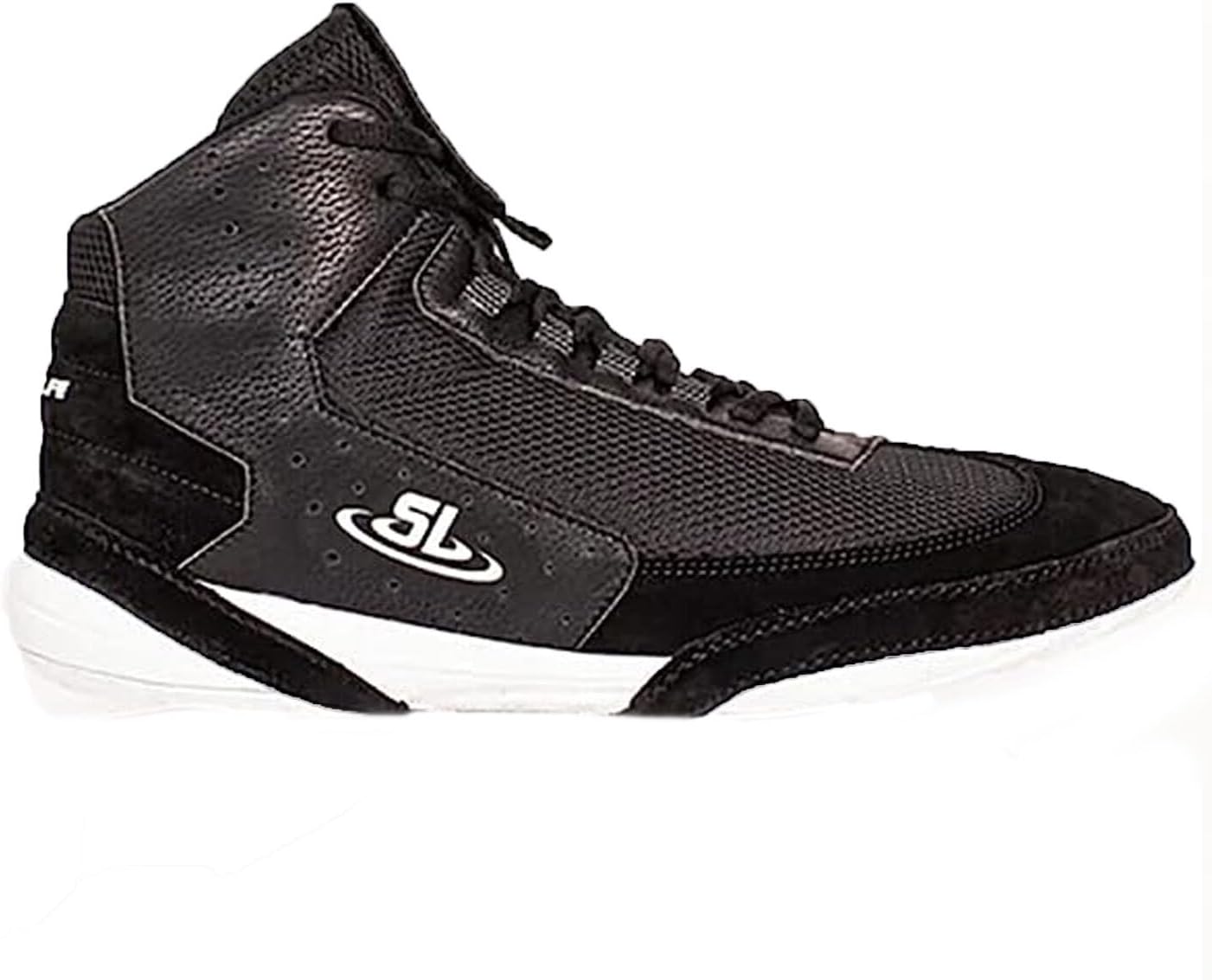 SCRAPLIFE Ascend One Mens Wrestling Shoes, Champion Designed. Lightweight and Flexible with Inner Sock Cushion for Wrestling, Boxing & Weight Training (7.5 BLK/WHT)