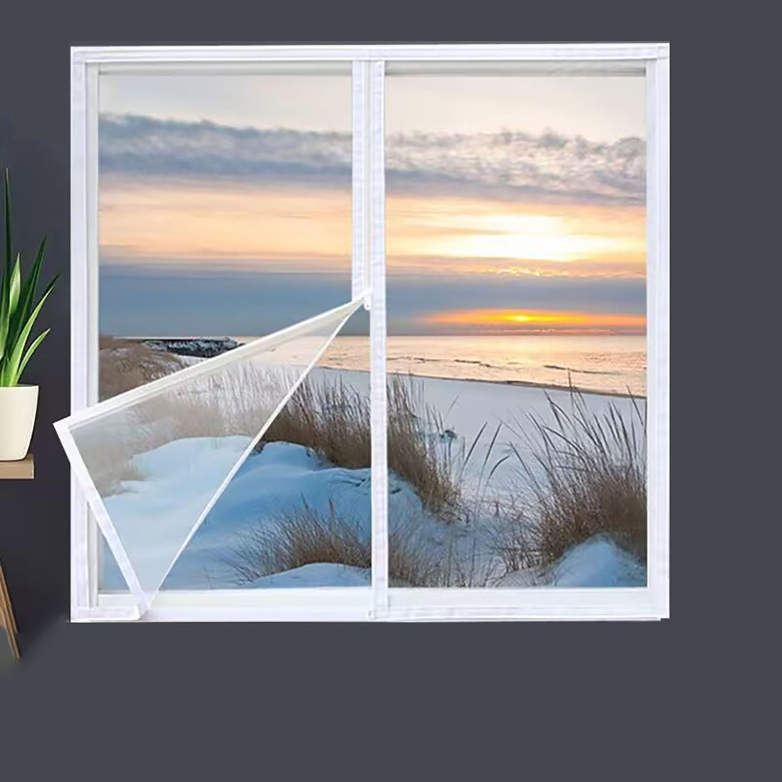 Isolation thermique 74x65cm blanc - Rideau de protection contre le froid pour fenêtres