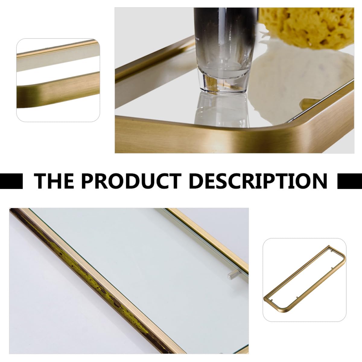 DOITOOL Estante de Pared para Baño de Latón Antiguo 50 Cm Superficie de Vidrio Estante de Almacenamiento para Ducha y Champú para Organizar Productos de Higiene