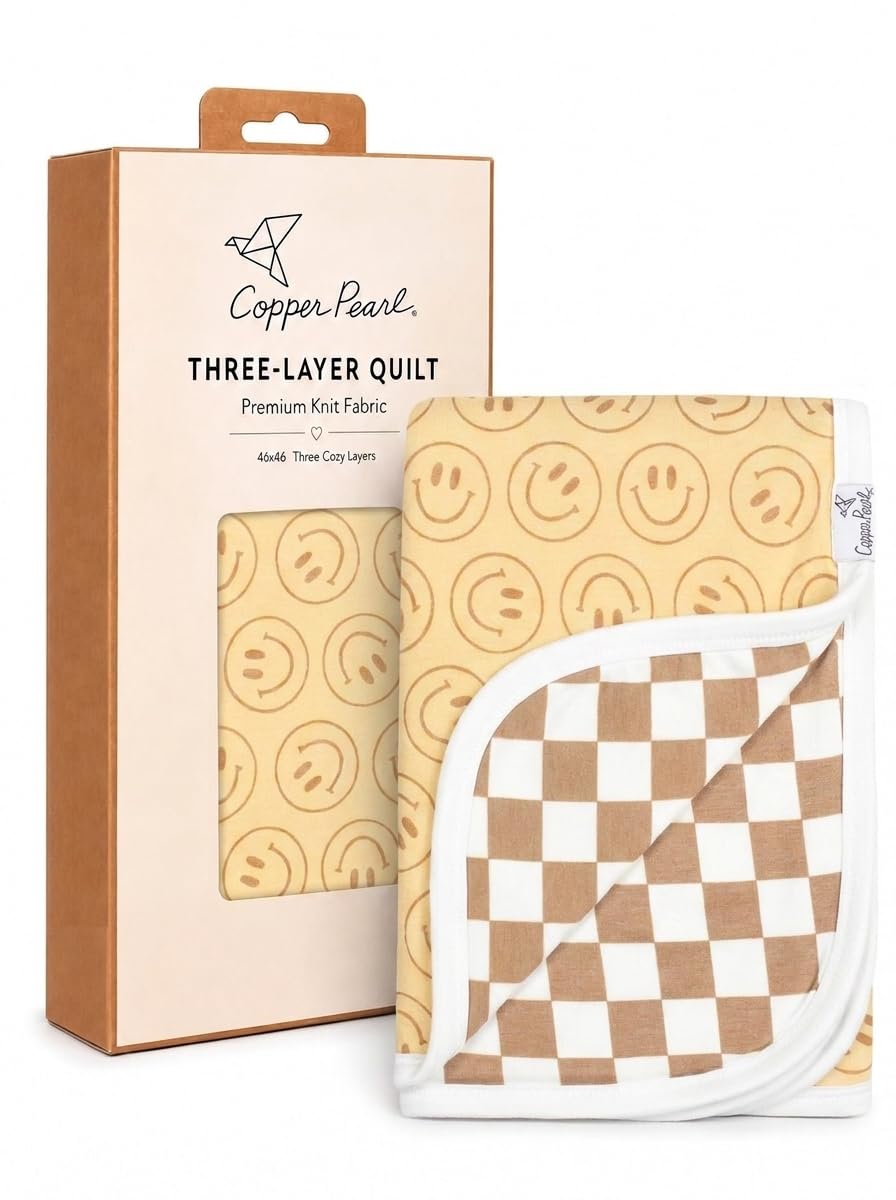 Vance Copper Pearl Three-Layer Baby Blanket: Soft Quilts for Boys &amp; Girls | Breathable, Cozy Toddler Blanket | Premium Polyester/Rayon | 46x46