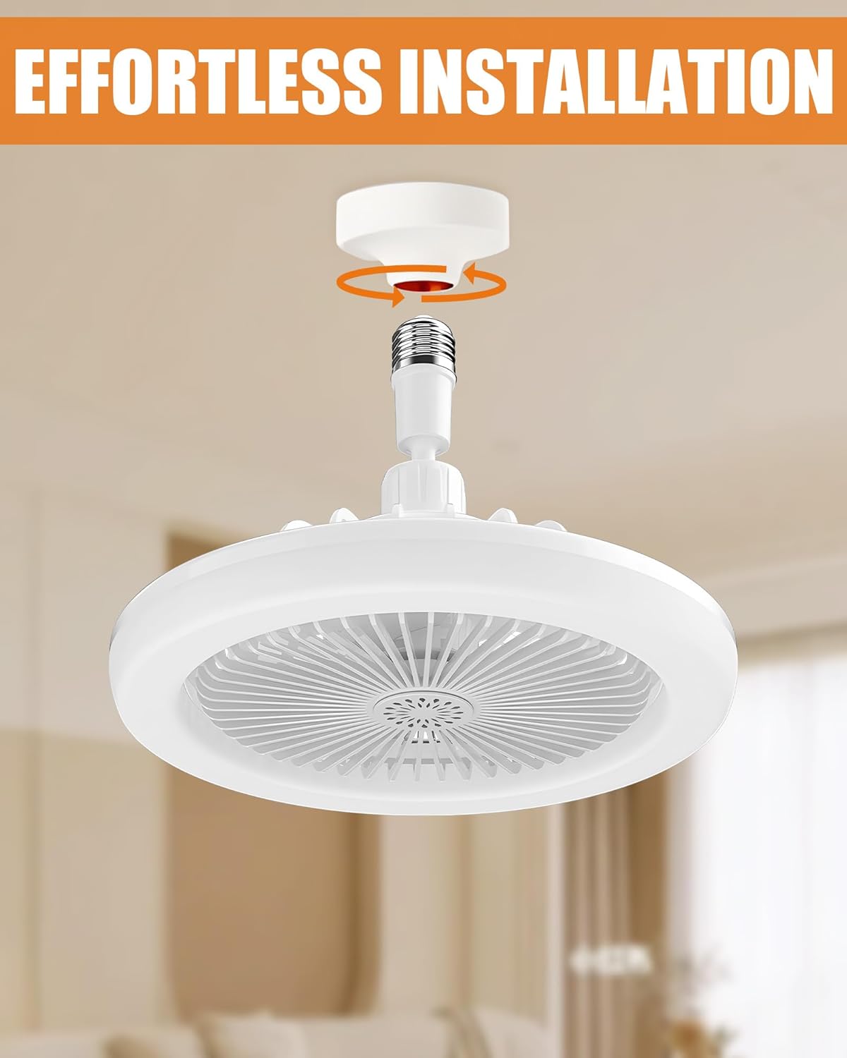 White 10" Ceiling Fan with Dimmable LED Light and Remote