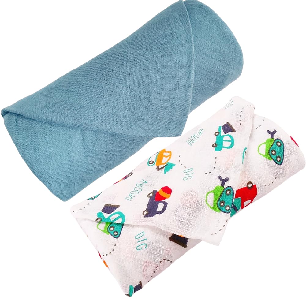 SGAVAHSG Large Muslin Cloths for Baby Boy 2-Pack 120X120cm Muslin Swaddle Wrapping Blankets Big Muslin Squares and Receiving Blanket for Newborn Infant Essentials Organic Cotton Towel